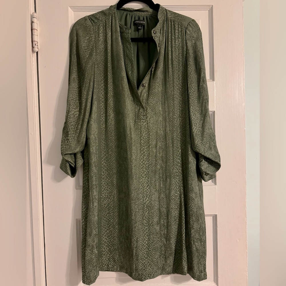 Banana Republic Snakeskin Print Long Sleeve Utility Mini Shirt Dress